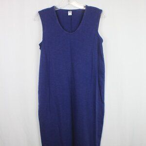 Old Navy Straight Blue Sleeveless Cotton Blend Dress